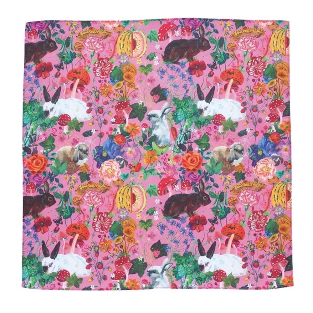 Nathalie Lete! Handkerchief. Pink with bunny print! Japan Import.